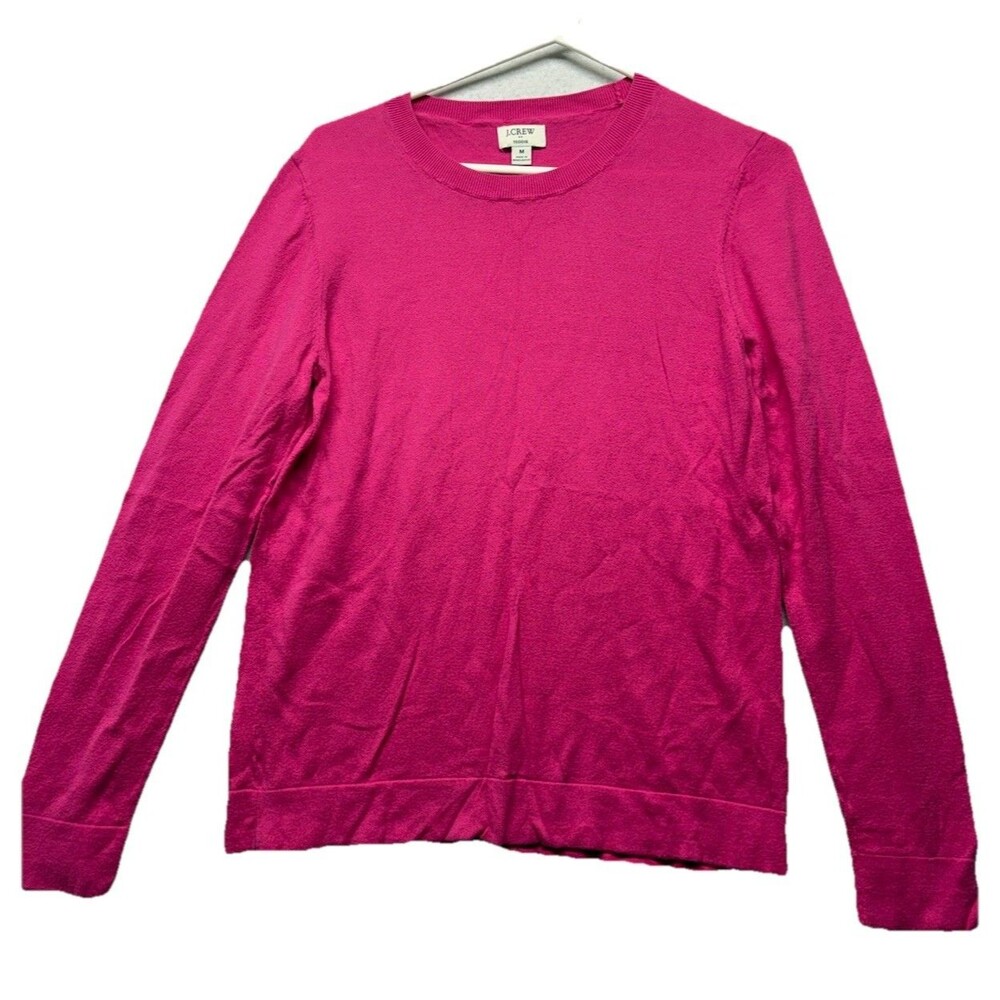 J.CREW Women’s Cotton Teddie Sweater Hot Pink Size Medium 100% Cotton